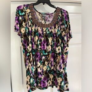 Woman’s Essentials Dress Blouse with Beaded Neck